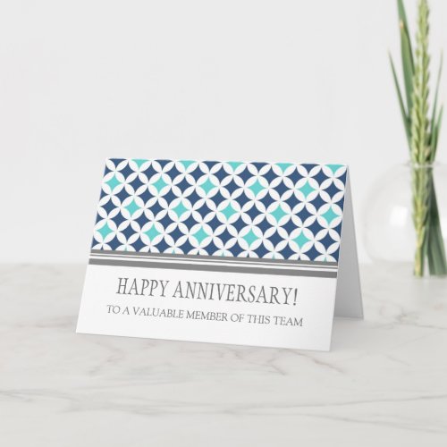 Teal Blue Circles Employee Anniversary Card