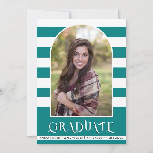 Teal blue Class of 2023 arch photo graduation Announcement