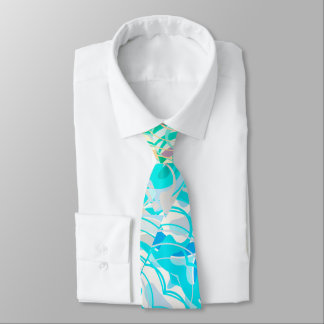 Teal, Blue Colorful Abstract Neck Tie