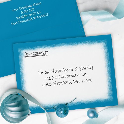 Teal Blue Company Business Pre_addressed Christmas Envelope