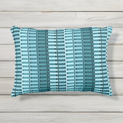 Teal Blue Contemporary Abstract Stripe Pattern Outdoor Pillow