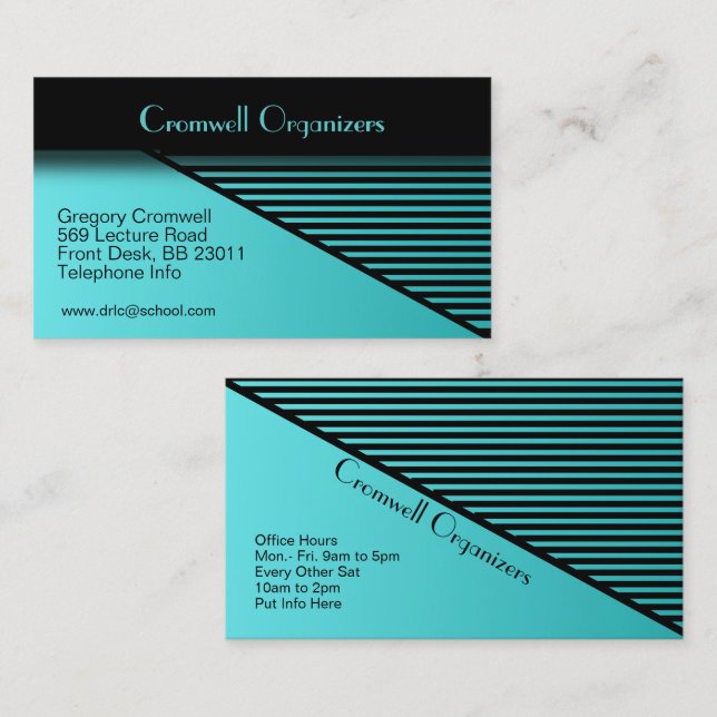 Teal Blue  Contemporary Business Card (Front/Back)