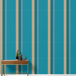 Teal Blue Cool Aqua Cocoa Brown Mushroom Stripes Wallpaper