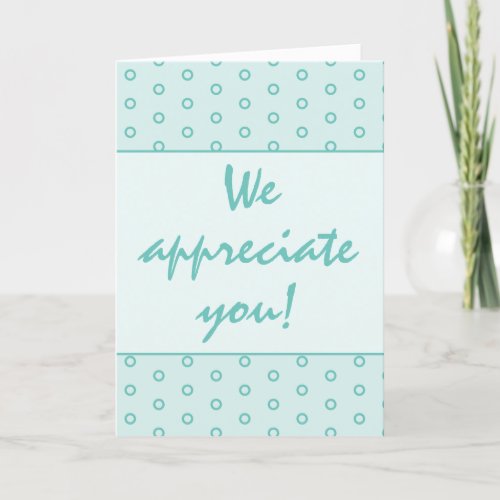 Teal Blue Coworker Appreciation Thank You Card