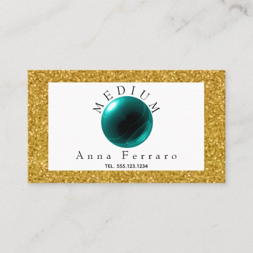 Teal Blue Crystal Ball  Gold for Fortune Telling Business Card