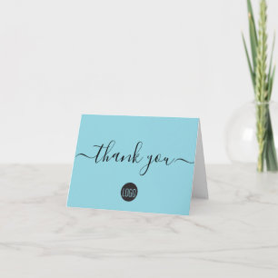 Teal blue Custom business customer appreciation Letterpress Thank You Card