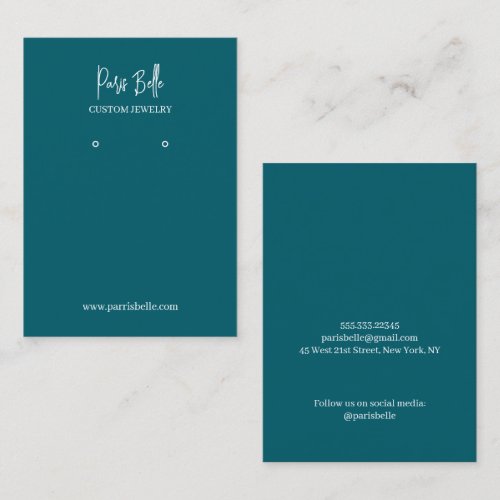 Teal Blue Custom Jewelry Earrings Display Card
