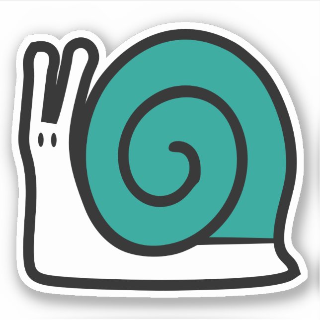 Teal Blue Cute Cartoon Snail Sticker (Front)