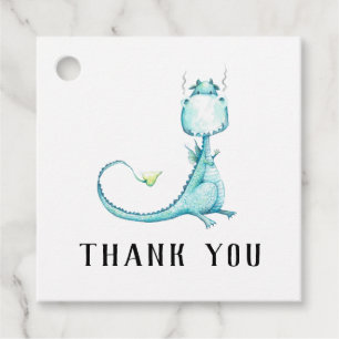 * Teal Blue Cute Dragon Baby Shower Thank You Favor Tags