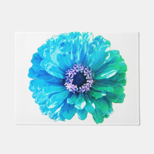 Teal Blue Daisy Doormat