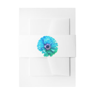 Teal Blue Daisy Invitation Belly Band