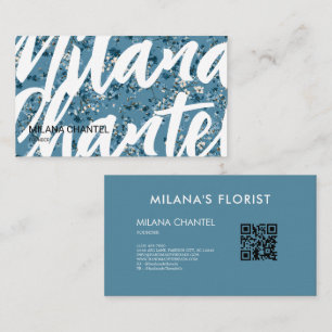 Teal Blue Daisy Modern Trendy Flower Florist Business Card