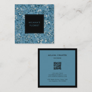 Teal Blue Daisy Modern Trendy Flower Florist Square Business Card