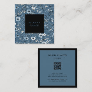 Teal Blue Daisy Modern Trendy Flower Florist Square Business Card