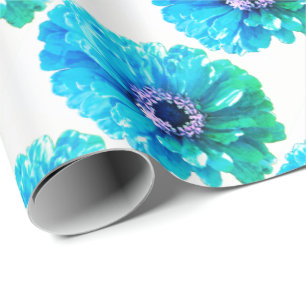 Teal Blue Daisy Wrapping Paper