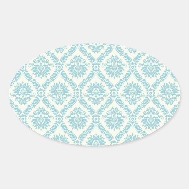 Teal Blue Damask Envelope Seal Party Favor Labels (Front)