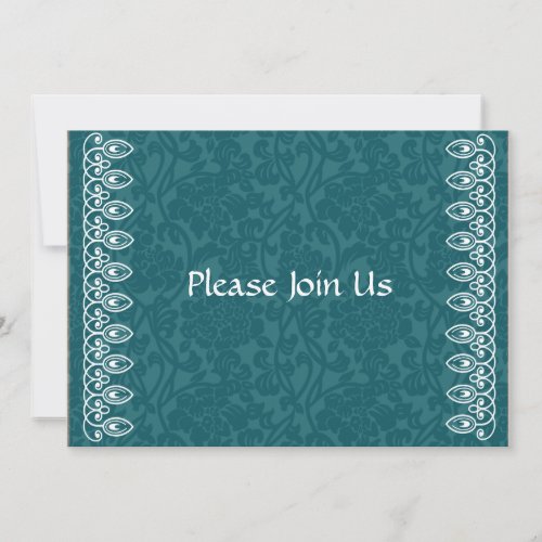 Teal Blue Damask Invitation