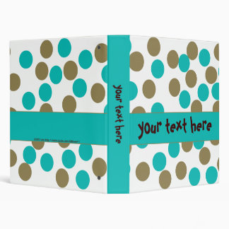 Teal Blue & Dark Tan Polka Dot Binder