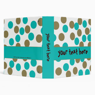 Teal  Blue & Dark Tan Polka Dot Binder 1.5"