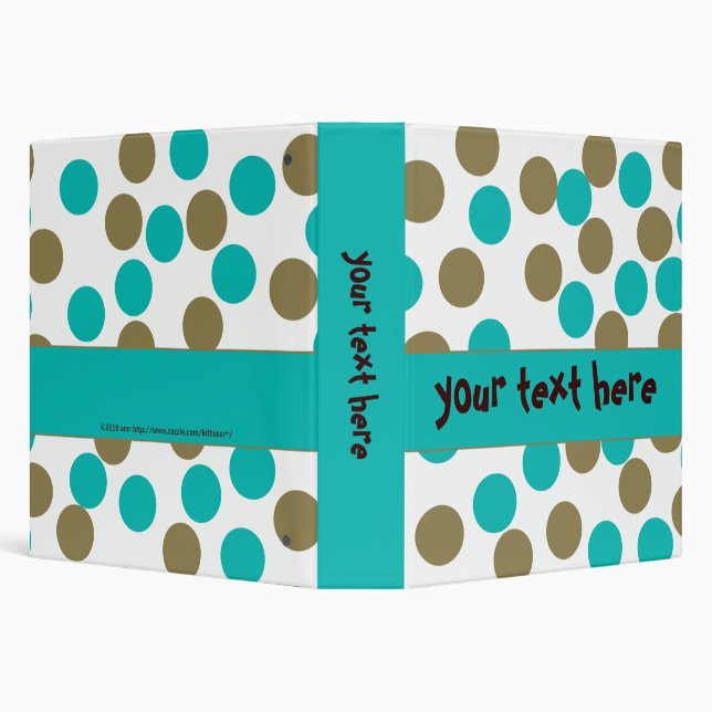 Teal  Blue & Dark Tan Polka Dot Binder 1.5" (Background)
