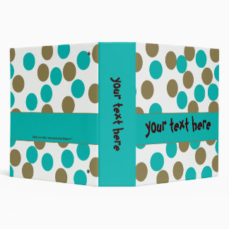 Teal Blue & Dark Tan Polka Dot Binder 2" size