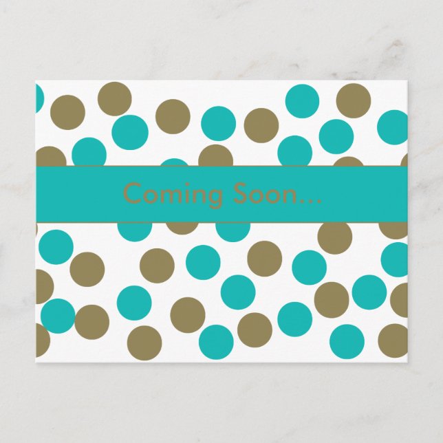 teal blue & dark tan polka dot postcard (Front)