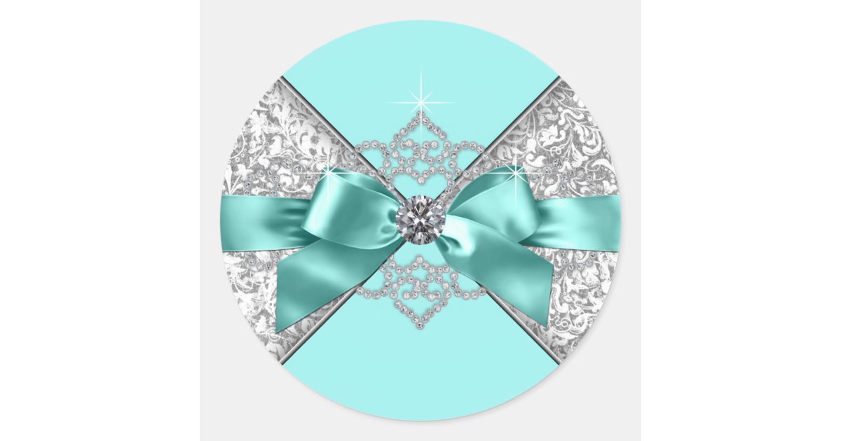 Teal Blue Diamond Classic Round Sticker | Zazzle