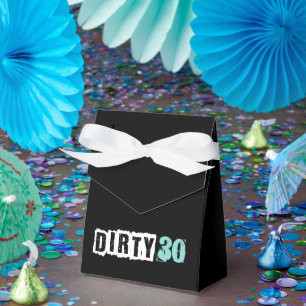 Teal Blue Dirty 30 Birthday Party Favor Boxes