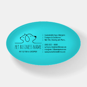 Teal Blue dog and cat line logo veterinary Paperweight