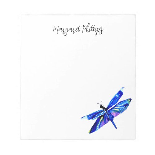 Teal Blue Dragonfly Personalized Hand_Drawn Nature Notepad