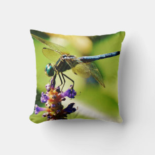 Teal & blue Dragonfly Throw Pillow
