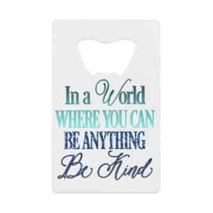 Teal & Blue Dripping Glitter Inspirational Quote Credit Card Bottle Opener