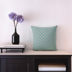 Teal Blue Elegance Geometric Throw Pillow