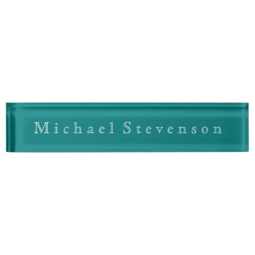 Teal Blue Elegant Modern Business  Desk Name Plate