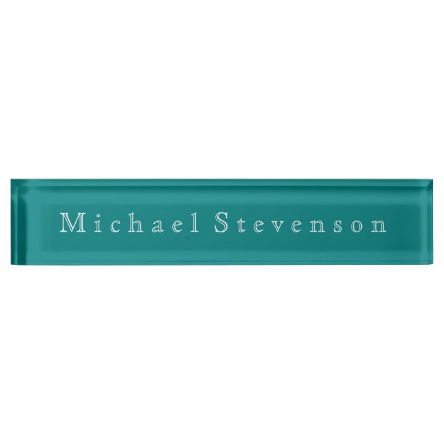 Teal Blue Elegant Modern Business  Desk Name Plate (Front)