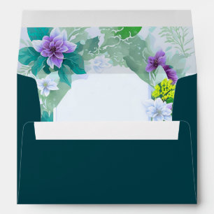 Teal blue elegant modern whimsical invite envelope