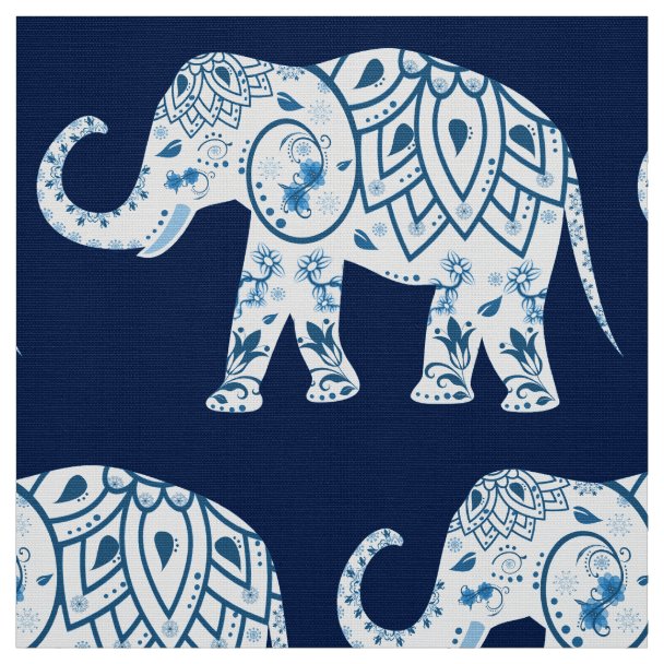 Cut and Sew: Blue Elephant Fabric | Zazzle