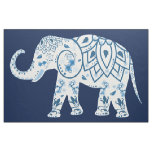 Teal Blue Elephant Mural Fabric