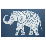 Teal Blue Elephant Mural Fabric