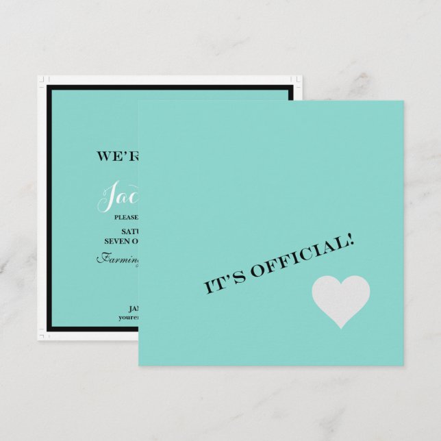Teal Blue Engagement Dinner Tiara Party Invitation (Front/Back)