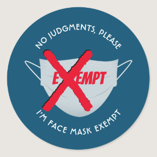 Teal Blue | FACE MASK EXEMPT Classic Round Sticker