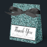Teal Blue Faux Glitter Wedding Favor Box<br><div class="desc">Thank your guests for joining your wedding celebrations with coordinating favor boxes. With a printed glitter background for all the look if the real thing, with none of the mess! Matching items available, plus with over 15 different color options to choose from, you can mix and match to suit your...</div>