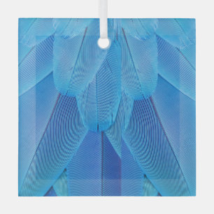 Teal Blue Feathers of the Macaw Parrot Glass Ornament