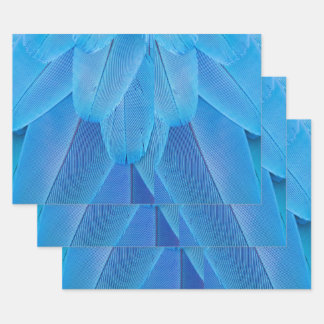 Teal Blue Feathers of the Macaw Parrot Wrapping Paper Sheets
