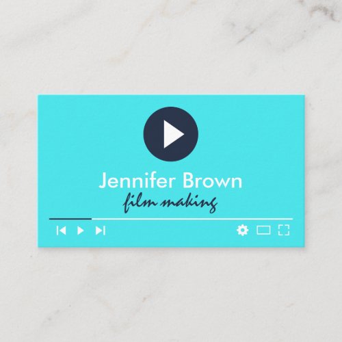 Teal Blue Film Production Editor Video Director Business Card