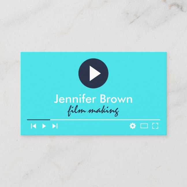 Teal Blue Film Production Editor Video Director Business Card