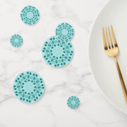 Teal Blue Floral Abstract Confetti