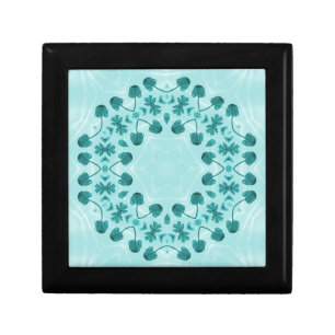 Teal Blue Floral Abstract Gift Box