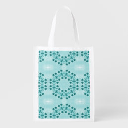 Teal Blue Floral Abstract Grocery Bag