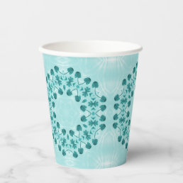Teal Blue Floral Abstract Paper Cups